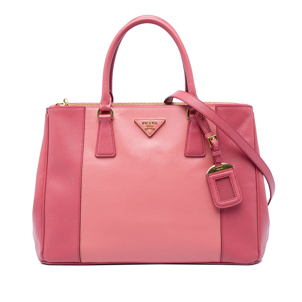 Pre-Loved Prada Medium Bicolor Saffiano Lux Galleria Double Zip Satchel